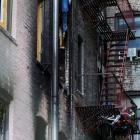 Windows of burned apartments are seen after a fire in a building in Bronx, New York. Photo: Reuters