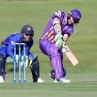 Nick Kwant of Canterbury hits a six during the Twenty20 Supersmash match between Otago and...