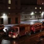 Vehicles of emergency services are parked near a supermarket after an explosion in St Petersburg....