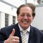 Tim Shadbolt celebrates as he is re-elected as Invercargill Mayor. Credit:NZPA / Dianne Manson.