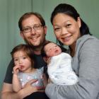 Dunedin's first baby of 2018, Liem Bowden-Vu, with sister Maia Bowden-Vu (1), father Nick Bowden ...