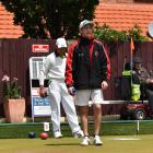Auzzie Chambers follows the path of his bowls during singles qualifying play at St Clair last...