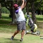 Otago strokeplay championship winner Matt Tautari tees off on the 15th hole during the third and...