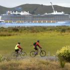 Ovation of the Seas enters Otago Harbour on Saturday. Photo: Gerard O'Brien