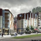 An artist's impression of a hotel and retail development proposed for Queenstown's Brecon St....