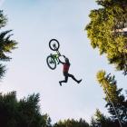 Queenstown rider Conor MacFarlane performs a Superman Indian Air trick during a jump jam at the...