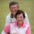 Engaged couple Peter Davies and Gail Page at the St Clair Bowling Club yesterday. Photo:...