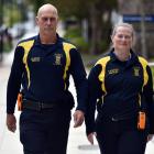 Campus Watch team leader Peter Corbett and team member Janine Neill patrol the university on...