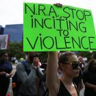 Protestors outside the NRA headquarters in Fairfax, Virginia. Photo: Getty Images