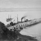 The Oamaru Harbour breakwater while under construction in the 1870s. Photo: Waitaki District...