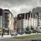 An artist’s impression of a hotel and retail development proposed for Queenstown’s Brecon St....