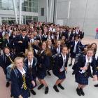 Wakatipu High School's new entrants prepare to enter their new school near Remarkables Park on...