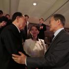 South Korean President Moon Jae-in talks with president of the Presidium of the Supreme People's...