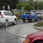 Traffic trying to get out of Wanaka  at a standstill at the Ardmore St roundabout. Photo: Kerrie...