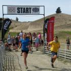 Tori Davis (11, left) and her brother Matthew Davis (12) set off for the 11-12 years section of...