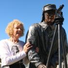Edna McAtamney celebrates the restoration of the John Turnbull Thomson statue in Ranfurly. Photo:...
