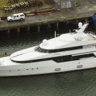 Luxury superyacht Be Mine berthed alongside the Kitchener St wharf yesterday. PHOTO: STEPHEN...