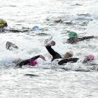 Competitors get under way in the final race of the Squirt open water swim series at the Vauxhall...