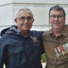 Australian Vietnam War veterans Jim Weston (left) and Pete Frost at yesterday’s dawn service at...