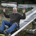 Naseby Summer Luge Trust member Eric Swinbourn takes a test run down part of the proposed summer...