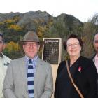 With the new pouwhenua (landpost) are (from left) Geoff Owen from the Department of Conservation,...