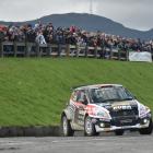 The Suzuki Swift AP4 of Emma Gilmour and Antony McLoughlin in action on special stage 9 in Ward...