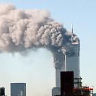 The twin towers of the World Trade Center are shown after hi-jacked planes were crashed into them. Photo: Getty Images