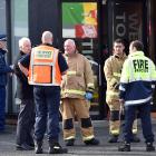 Emergency services at the scene in South Dunedin earlier today. Photo: Peter McIntosh