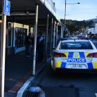 A shop window was broken after a fight erupted in South Dunedin this morning. Photo: Gregor...