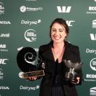 New Zealand Dairy Trainee of the Year Simone Smail, of Invercargill, takes a moment to celebrate...