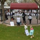 Hundreds of nurses and supporters gather in the Octagon on Saturday to protest about  the working...