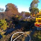 Waitaki rural firefighters control a blaze on a Waitaki River island in January 2016. Fire and...