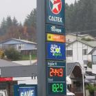 Petrol prices in Wanaka this week. PHOTO: MARK PRICE