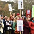 About 170 students joined a march to the University Clocktower yesterday  to protest about...