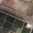 Cromwell airport aerial view marked showing spaces marked no.1 and 2 'existing hangar space' and...