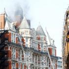 Police said the hotel was being evacuated due to the fire in the roof. Photo: Reuters