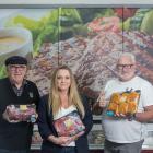 Original Mad Butcher Sir Peter Leitch (left), his daughter Julie Leitch and Michael Morton. Photo...