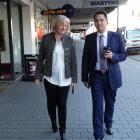 National Party leader Simon Bridges wanders along Thames St in Oamaru with Waitaki MP Jacqui Dean...