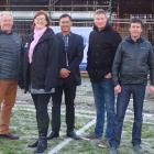 Celebrating the completion of the roof on Arrowtown's new sports and community centre last week...