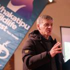 Sir William English speaks at a Wakatipu Wildlife Trust function in Lake Hayes last night. Photo:...