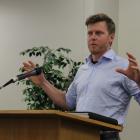 Environment Southland water resources scientist Lawrence Kees talks to members of the public...