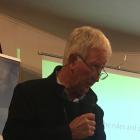 Southland Federated Farmers provincial president Geoffrey Young talks to farmers about standing...
