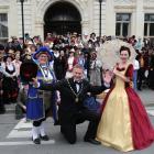 Central Otago town crier Paddy-Ann Pemberton (left), Waitaki Mayor Gary Kircher and Cayce Wilder,...