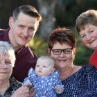 Five generations of one family gathered in Mosgiel on Saturday. They were (from left): Ann Oliver...