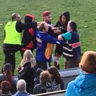 The aftermath of an alleged assault on a referee following a club rugby game in Oamaru at the...