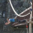 Global wanderer Rhys Lawrey tries bungy-jumping at the Kawarau Bridge bungy site after reaching...