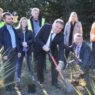 Forestry and Regional Development Minister Shane Jones (with shovel) and Minister for the...