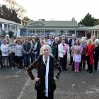 Stand chief executive Fiona Inkpen in front of a crowd of visitors and staff in the main...