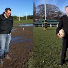 Saddle Hill Community Board chairman Scott Weatherall (left) at Brighton Domain last week. Green Island Rugby Football Club president Craig Anderson at Miller Par. Photos: Shawn McAvinue