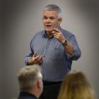 Former police officer Rob Veale speaks at a Community Corrections family harm forum in Dunedin...